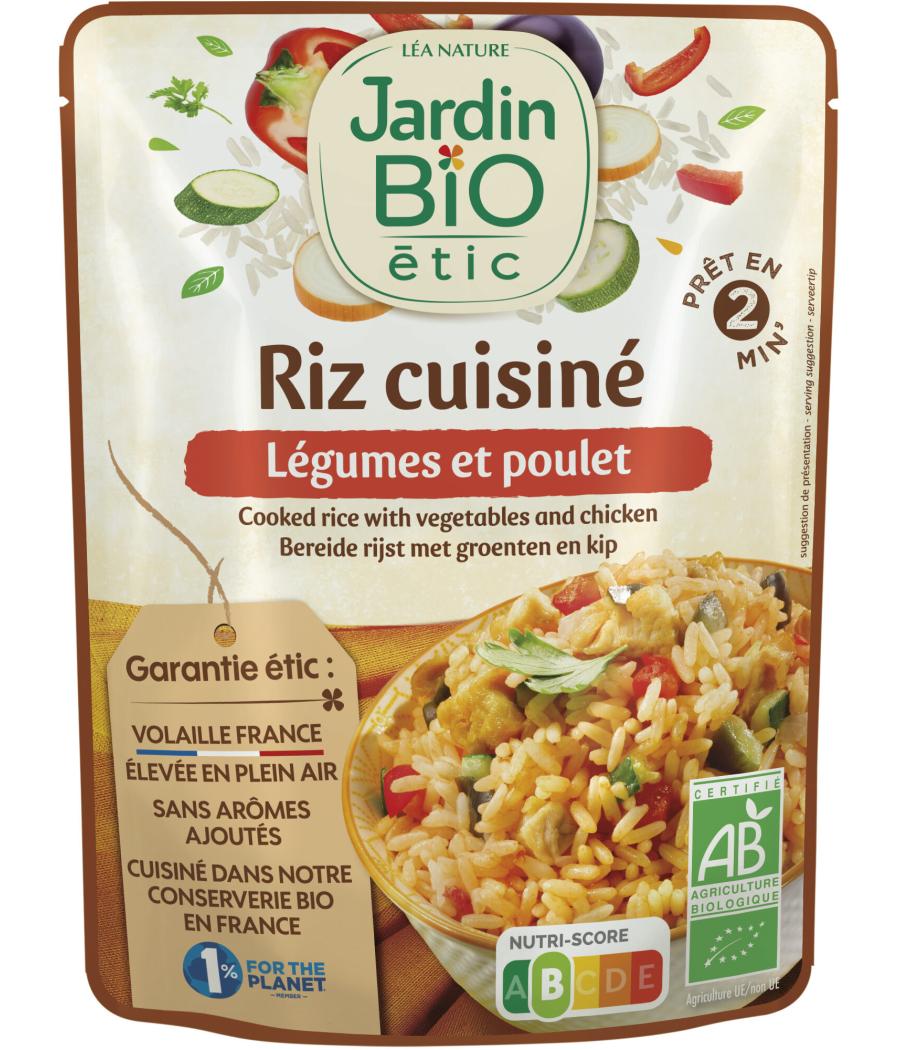 RIZ  JARDIN BIO CUISINE LEGUMES ET POULET 220G