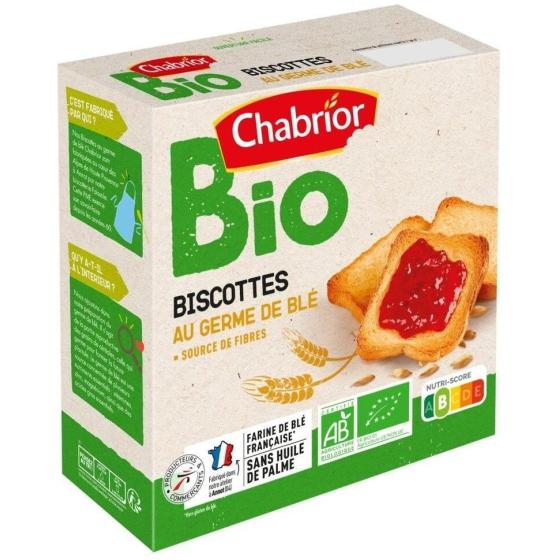 BISCOTTES NATURE AU GERME DE BLE BIO CHABRIOR 300G
