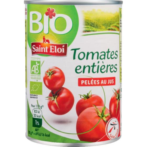 TOMATES ENTIERES PELEES AU JUS BIO 383G