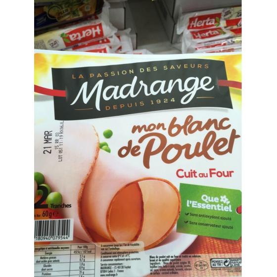 MON BLANC DE POULET CUIT AU FOUR 2 TRANCHES (60G)