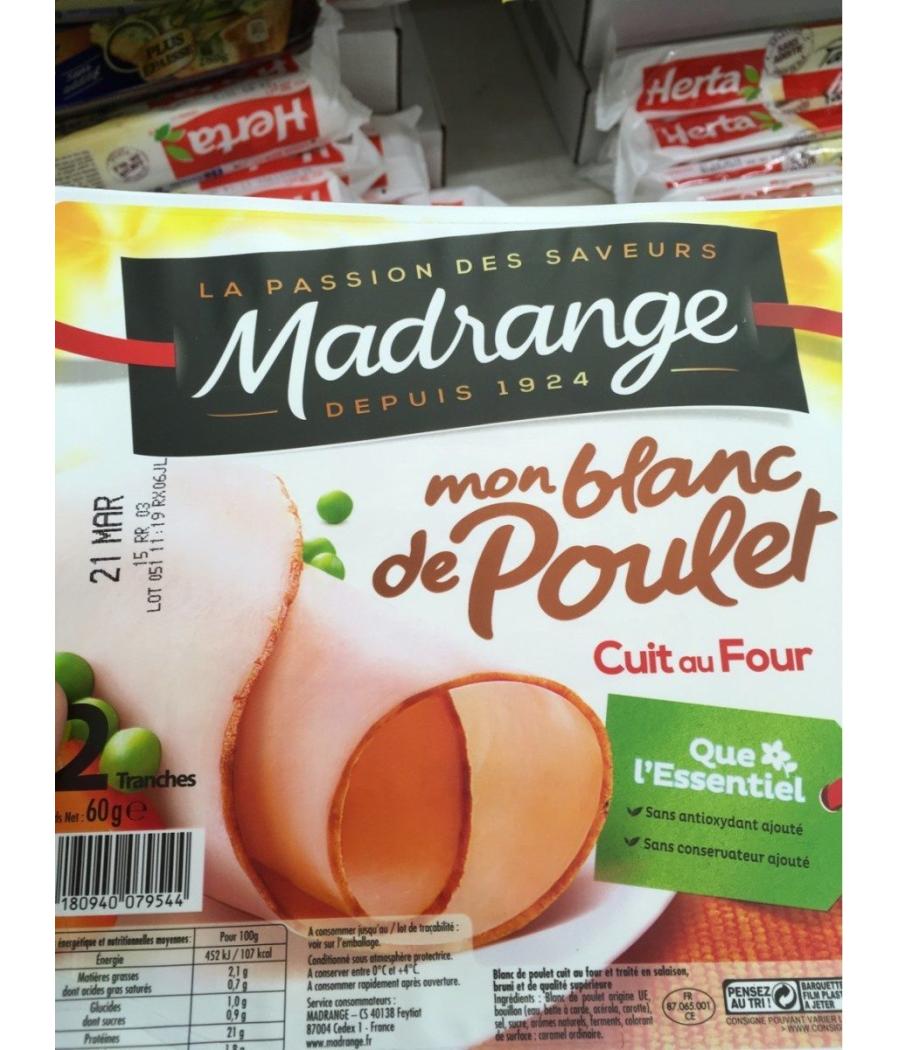 MON BLANC DE POULET CUIT AU FOUR 2 TRANCHES (60G)
