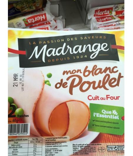 MON BLANC DE POULET CUIT AU FOUR 2 TRANCHES (60G)