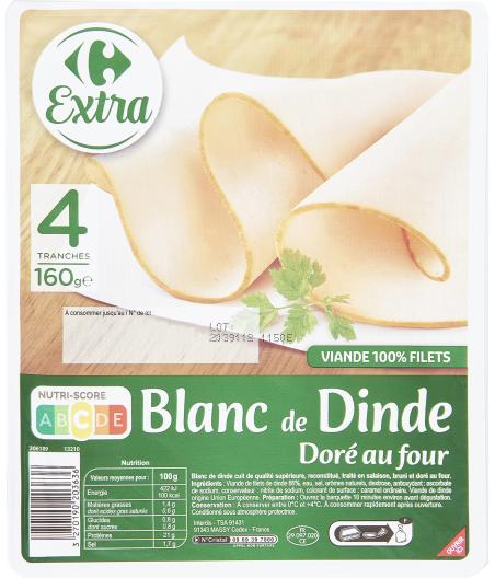 BLANC DE DINDE DORE AU FOUR 80G