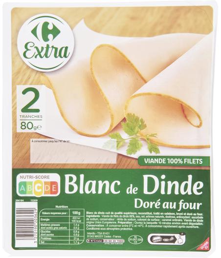 BLANC DE DINDE DORE AU FOUR 80G