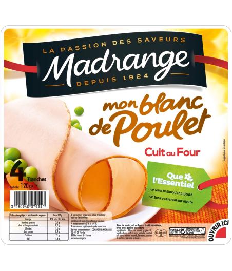BLANC DE POULET CUIT AU FOUR MADRANGE 120G