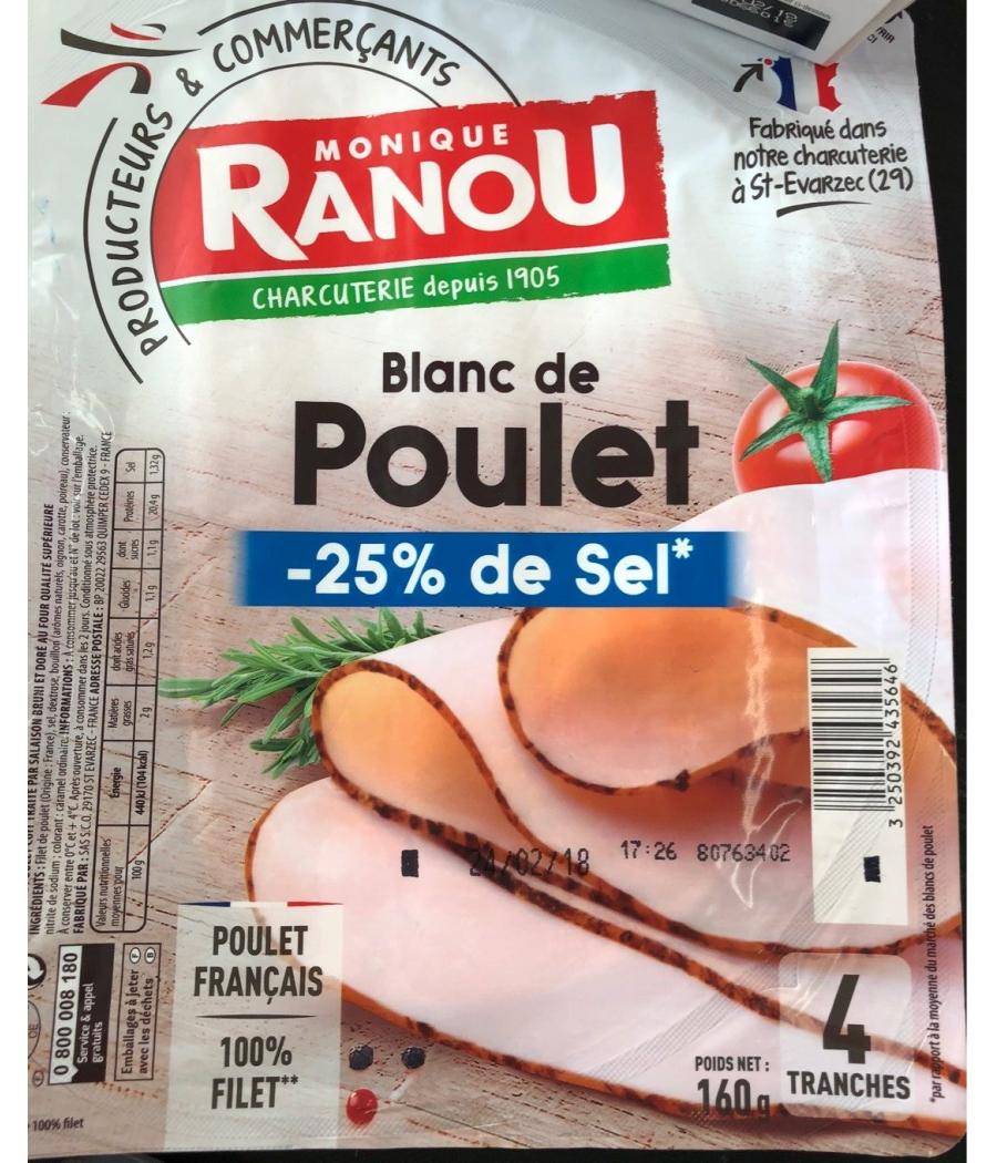 BLANC DE POULET -25% DE SEL 160G