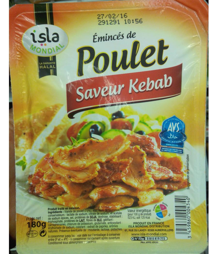 EMINCES DE POULET SAVEUR KEBAB 180G