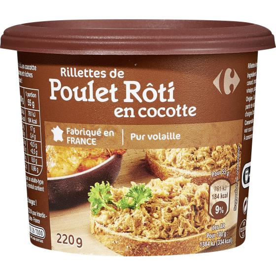 RILLETTES DE POULET ROTI EN COCOTTE 220G