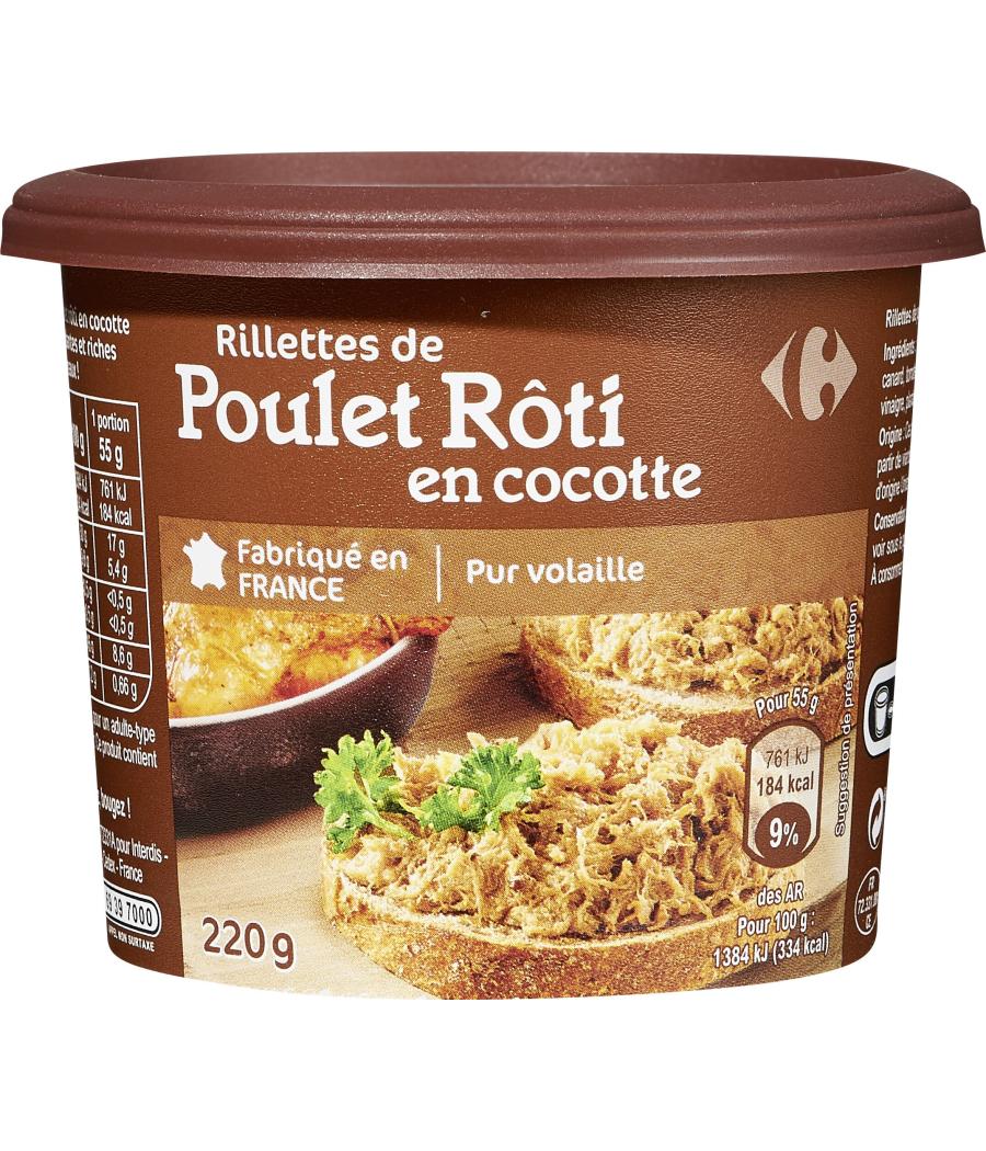 RILLETTES DE POULET ROTI EN COCOTTE 220G
