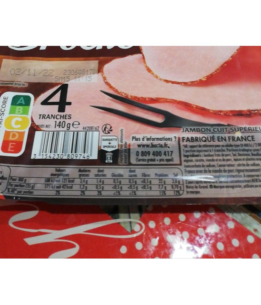 HERTA LE BON PARIS JAMBON BROCHE X4 - 140G 140 G