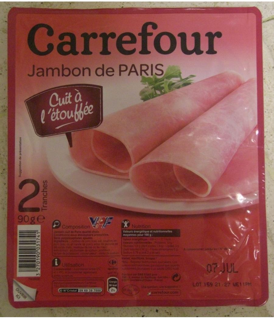 JAMBON DE PARIS CUIT A L\'ETOUFFEE 90 G (2 TRANCHES)
