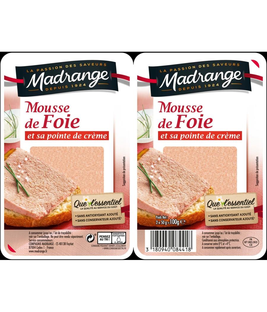 MOUSSE DE FOIE ET SA POINTE DE CREME MADRANGE 100G