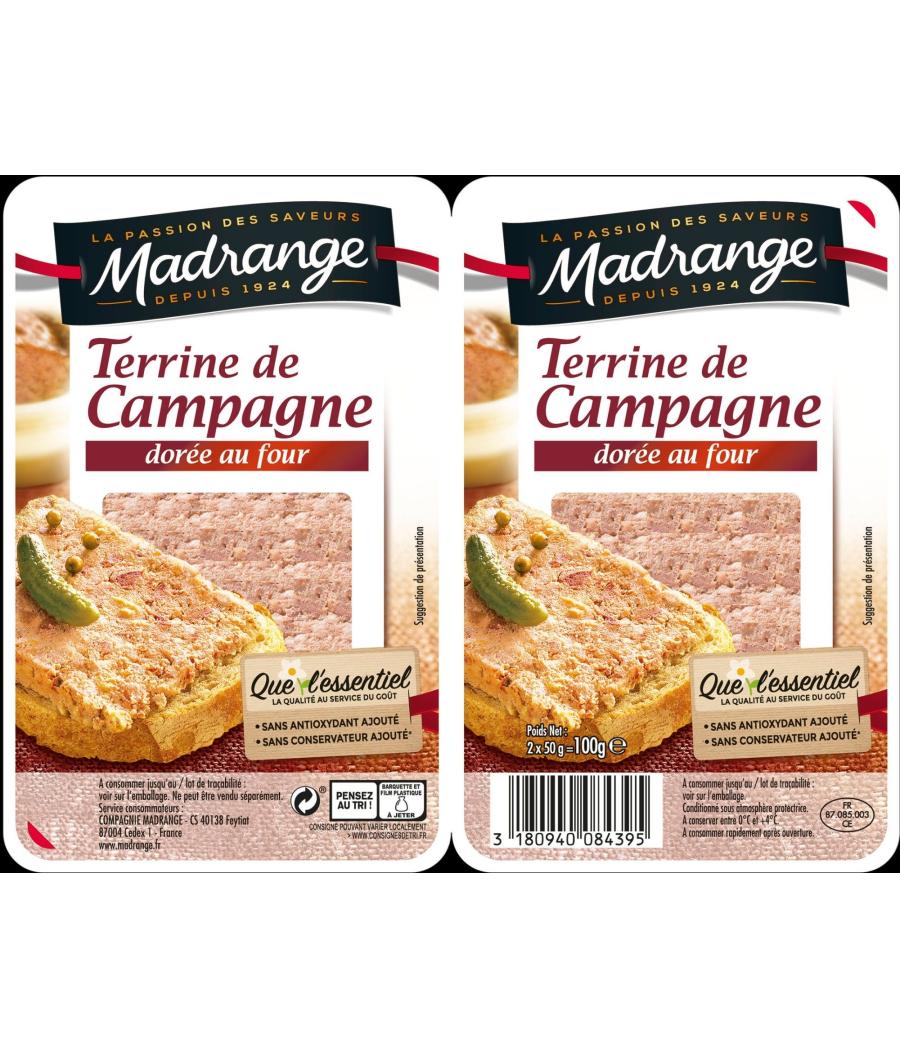 TERRINE DE CAMPAGNE DOREE AU FOUR 100 G (2 X 50 G)
