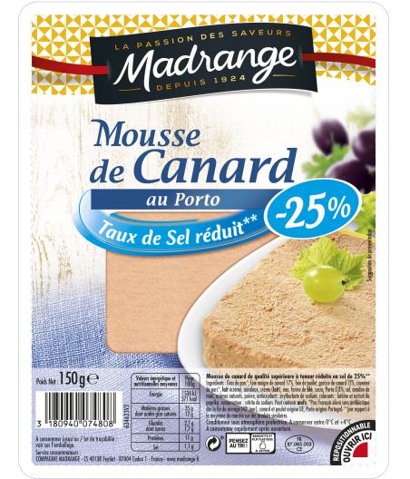 MOUSSE DE CANARD AU PORTO (TAUX DE SEL REDUIT - 25 %) 150 G