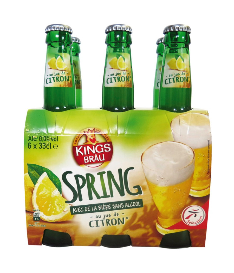 BIERE SANS ALCOOL AU CITRON SPRING 6X33CL
