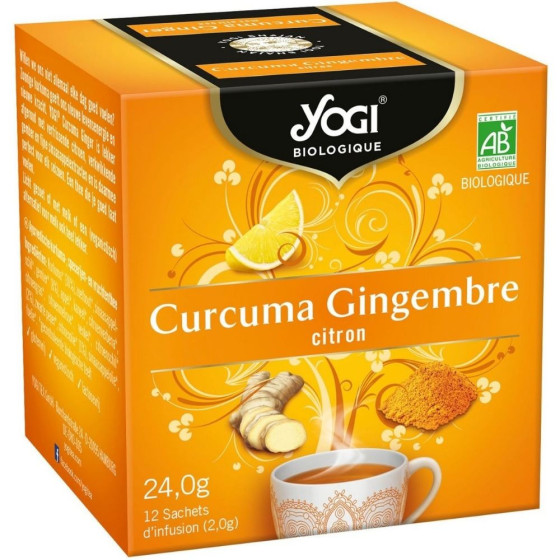 INFUSION BIO AU CURCUMA, GINGEMBRE ET CITRON YOGI 12 SACHETS 24G