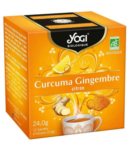 INFUSION BIO AU CURCUMA, GINGEMBRE ET CITRON YOGI 12 SACHETS 24G