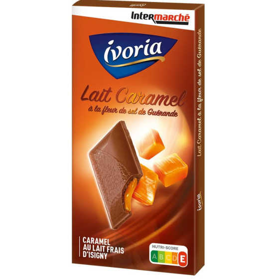 TABLETTE DE CHOCOLAT IVORIA AU LAIT CARAMEL A LA FLEUR DE SEL DE GUERANDE 125G