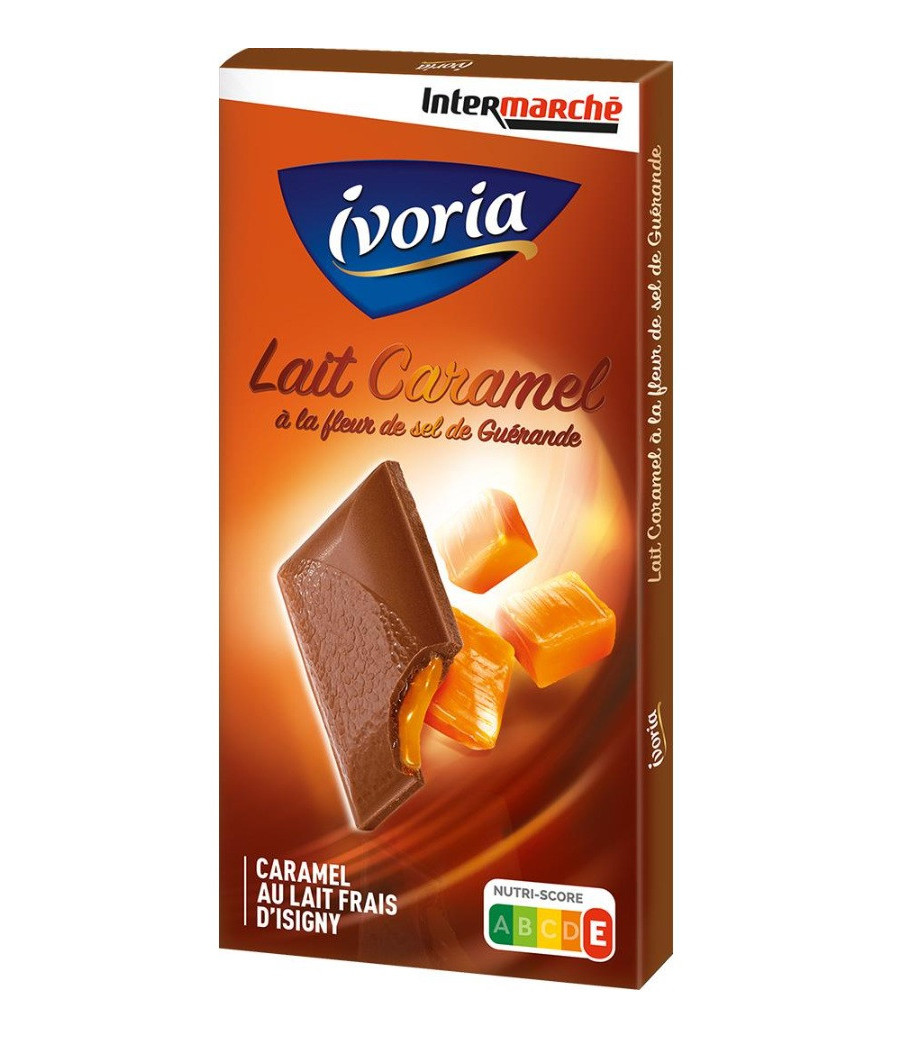 TABLETTE DE CHOCOLAT IVORIA AU LAIT CARAMEL A LA FLEUR DE SEL DE GUERANDE 125G