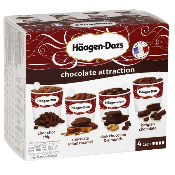 GLACE 4 SAVEURS DE CHOCOLATS HAAGEN DAZS X4 365G
