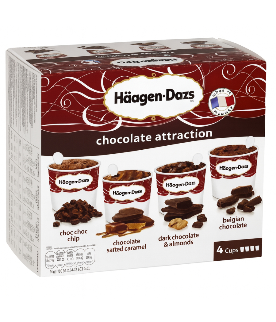 GLACE 4 SAVEURS DE CHOCOLATS HAAGEN DAZS X4 365G