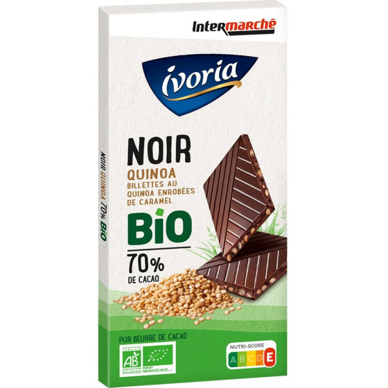 TABLETTE DE CHOCOLAT NOIR QUINOA BIO IVORIA 100G