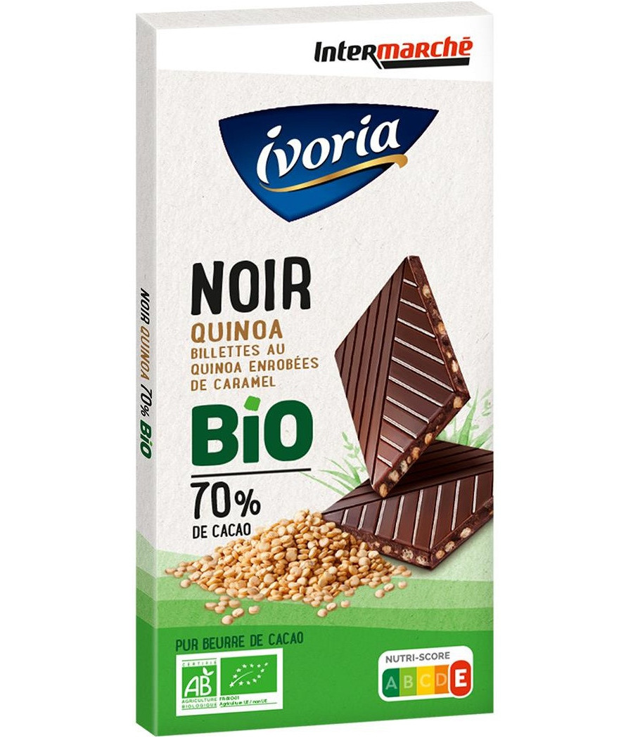 TABLETTE DE CHOCOLAT NOIR QUINOA BIO IVORIA 100G