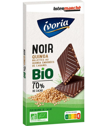 TABLETTE DE CHOCOLAT NOIR QUINOA BIO IVORIA 100G