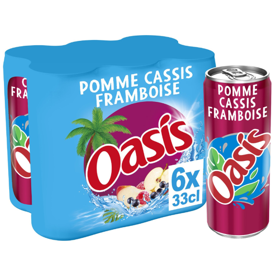BOISSON POMME CASSIS FRAMBOISE OASIS 6X33CL