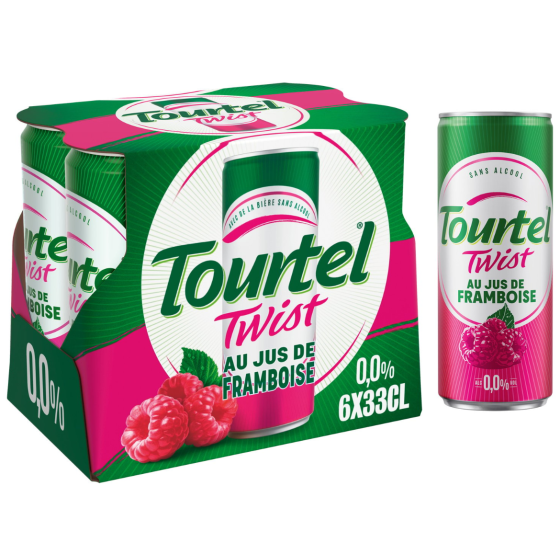 BIERE SANS ALCOOL AROMATISEES AU JUS DE FRAMBOISE TOURTEL TWIST  6X33 CL