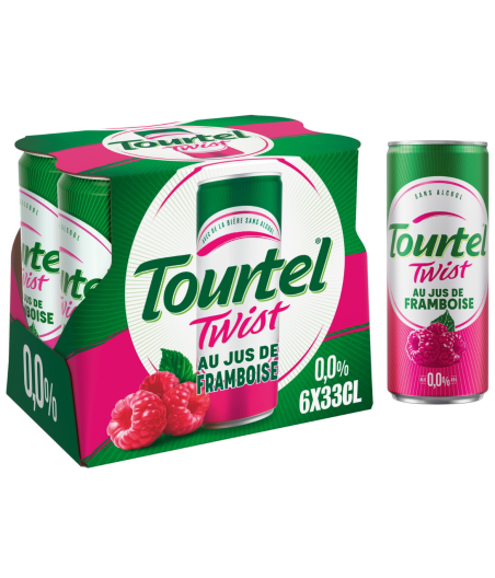 BIERE SANS ALCOOL AROMATISEES AU JUS DE FRAMBOISE TOURTEL TWIST  6X33CL