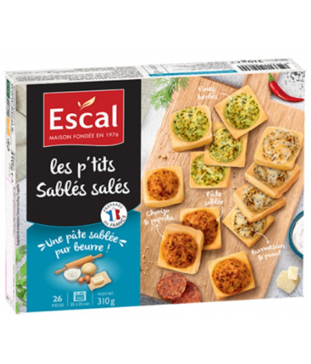 APPERITIFS SALES PLUSIEURS SAVEURS (CHORIZO, PARMESAN,FINES HERBES ) ESCAL 310G