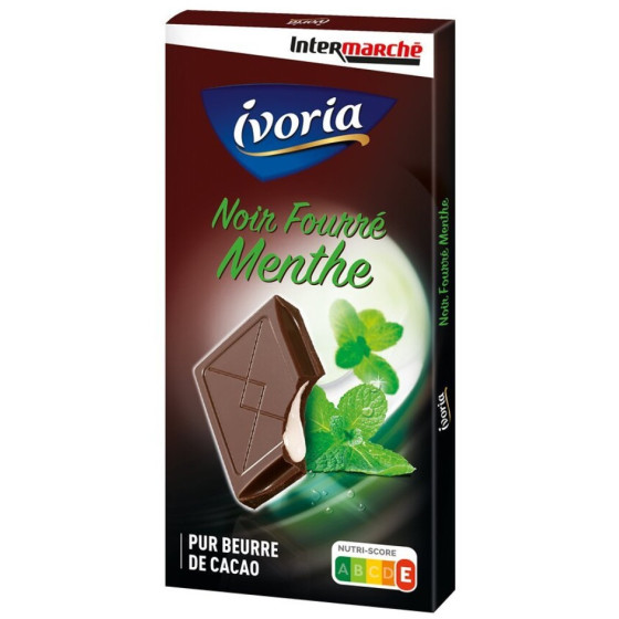 TABLETTE DE CHOCOLAT NOIR IVORIA FOURREE MENTHE 135G