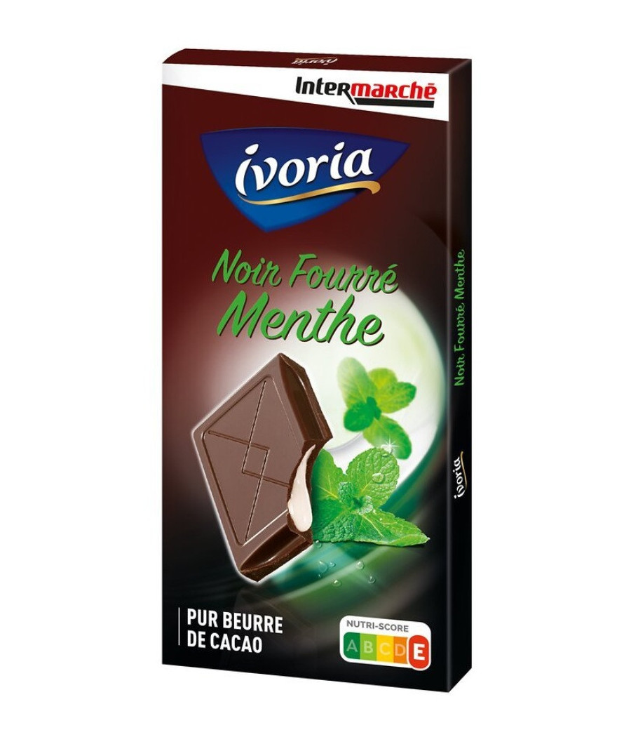 TABLETTE DE CHOCOLAT NOIR IVORIA FOURREE MENTHE 135G