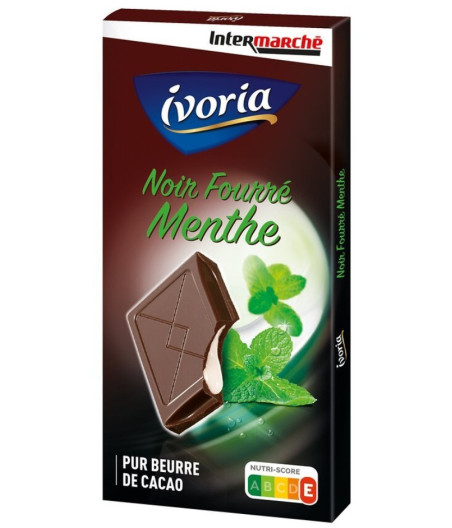 TABLETTE DE CHOCOLAT NOIR IVORIA FOURREE MENTHE 135G