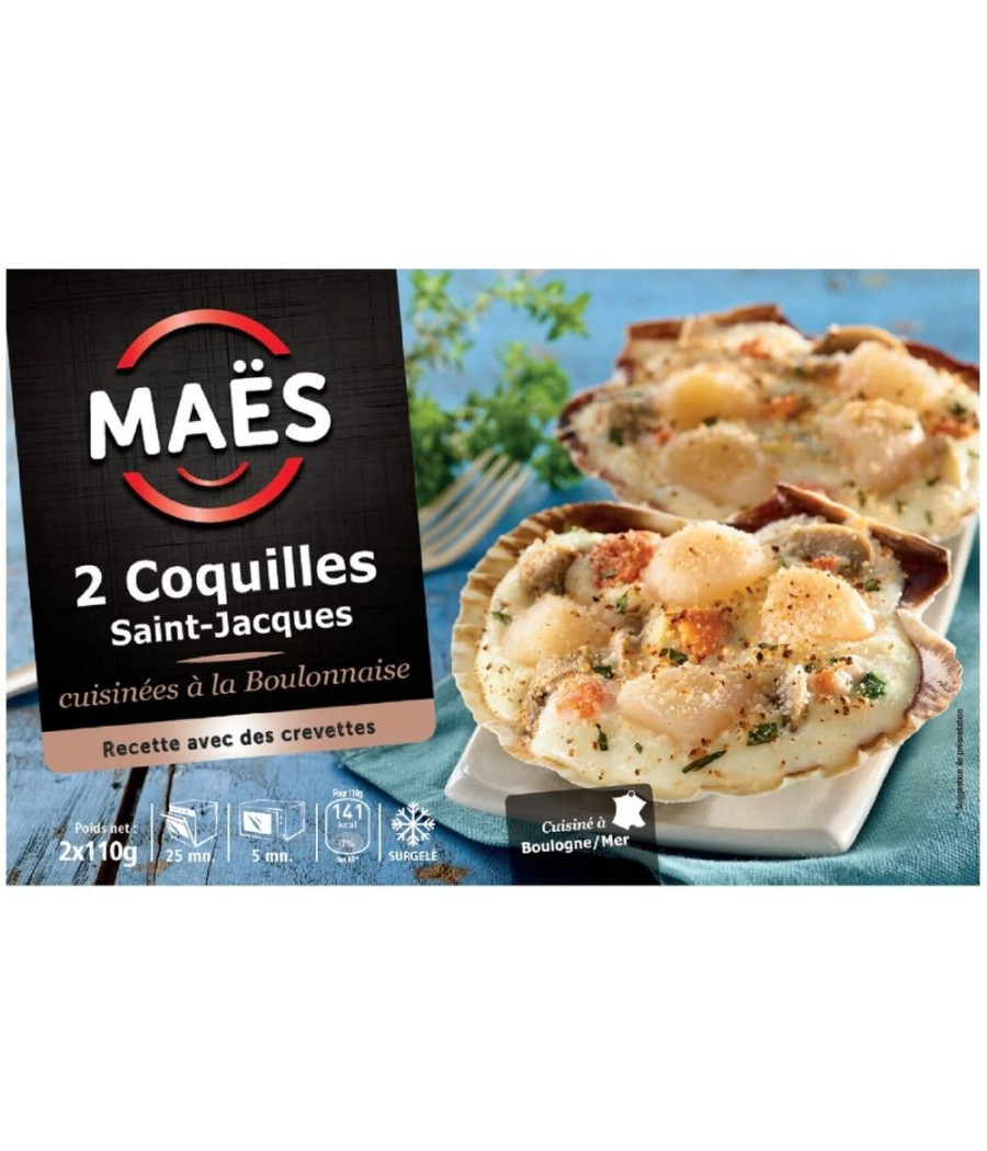 2 COQUILLES SAINT JACQUES A LA BOULONNAISE MAËS 220G