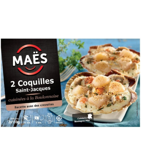 2 COQUILLES SAINT JACQUES A LA BOULONNAISE MAËS 220G