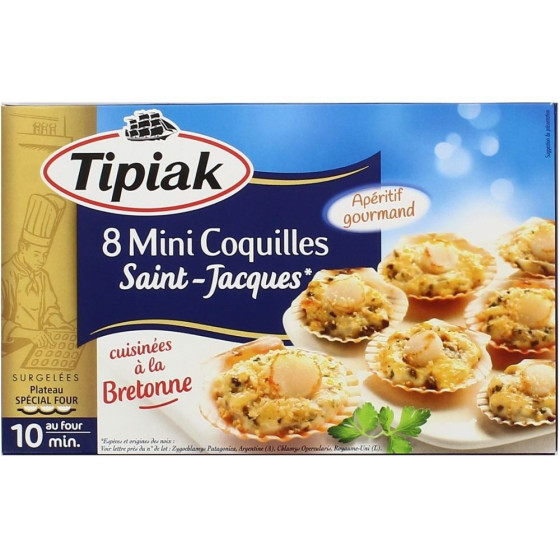 8 MINI COQUILLES SAINT-JACQUES TIPIAK 100G