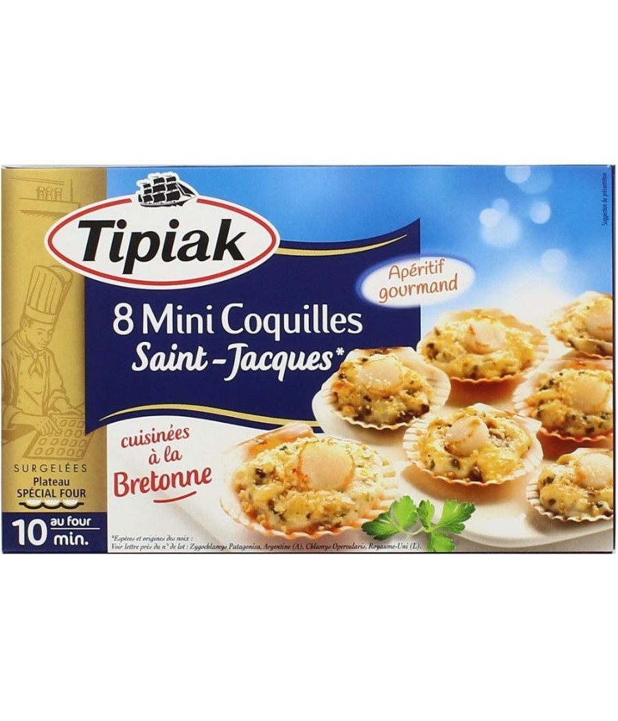 8 MINI COQUILLES SAINT-JACQUES TIPIAK 100G