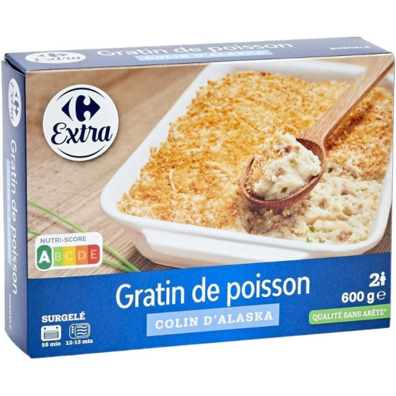 GRATIN DE POISSON COLIN D'ALASKA CARREFOUR 600G