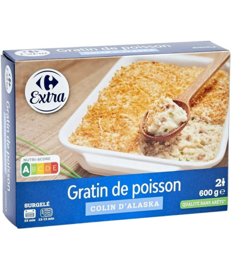 GRATIN DE POISSON COLIN D'ALASKA CARREFOUR 600G