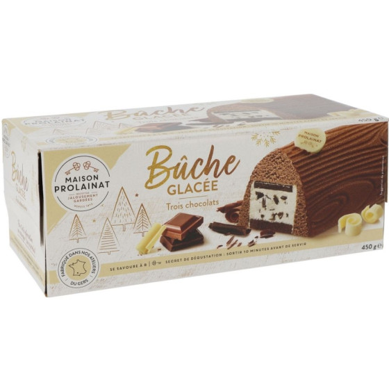 BUCHE GLACEE 3 CHOCOLATS MAISON PROLAINAT 450G