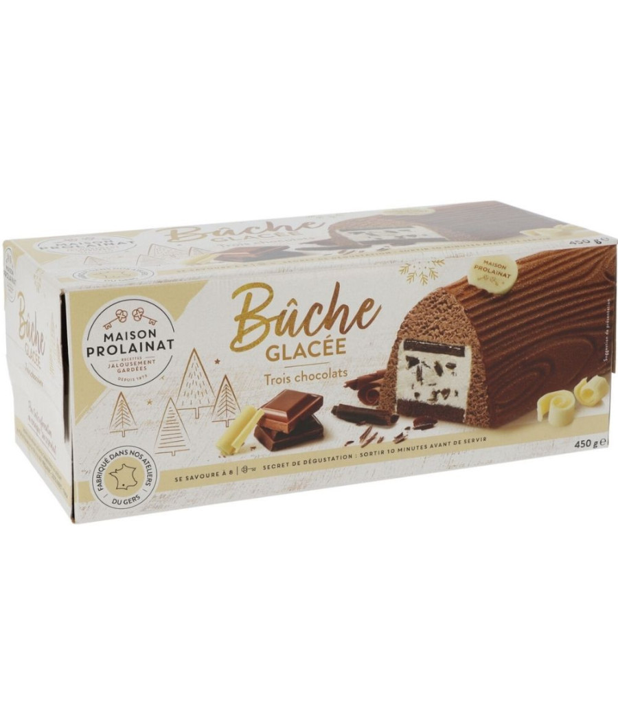 BUCHE GLACEE TROIS CHOCOLATS MAISON PROLAINAT 450G