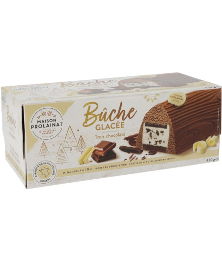 BUCHE GLACEE TROIS CHOCOLATS MAISON PROLAINAT 450G