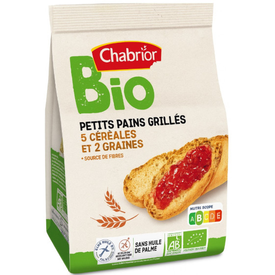 PETITS PAINS CHABRIOR  GRILLES AUX 5 CEREALES ET 2 GRAINES - BIO 225G