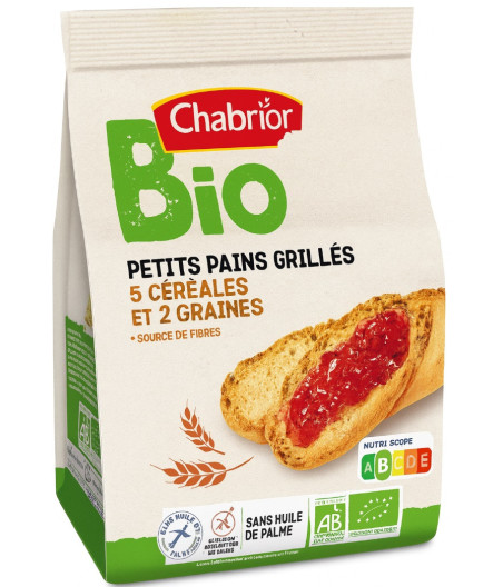 PETITS PAINS CHABRIOR  GRILLES AUX 5 CEREALES ET 2 GRAINES - BIO 225G