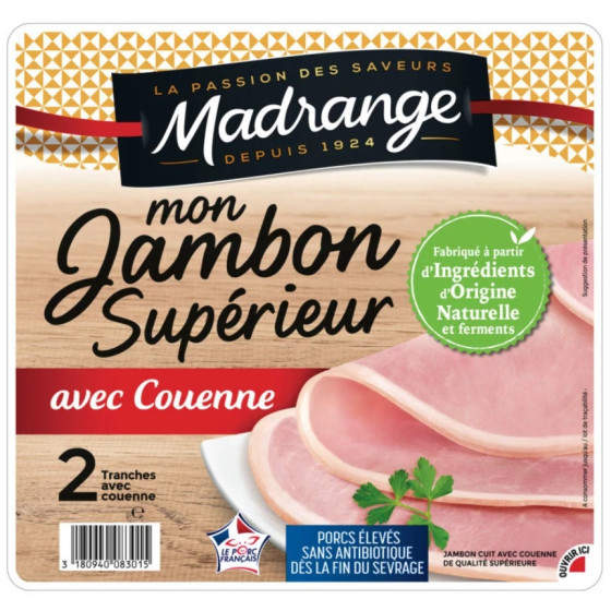MON JAMBON SUPERIEUR AVEC COUENNE VPF 2TR 80G 2 TRANCHES