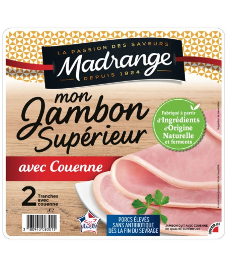MON JAMBON SUPERIEUR AVEC COUENNE VPF 2TR 80G 2 TRANCHES