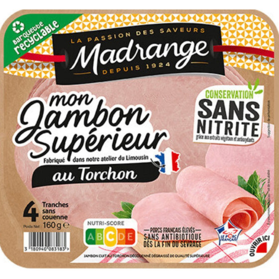 MON JAMBON SUPERIEUR AU TORCHON  160G 4 TRANCHES