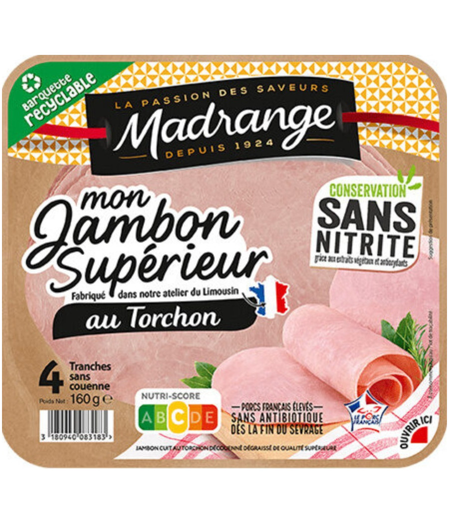 MON JAMBON SUPERIEUR AU TORCHON  160G 4 TRANCHES